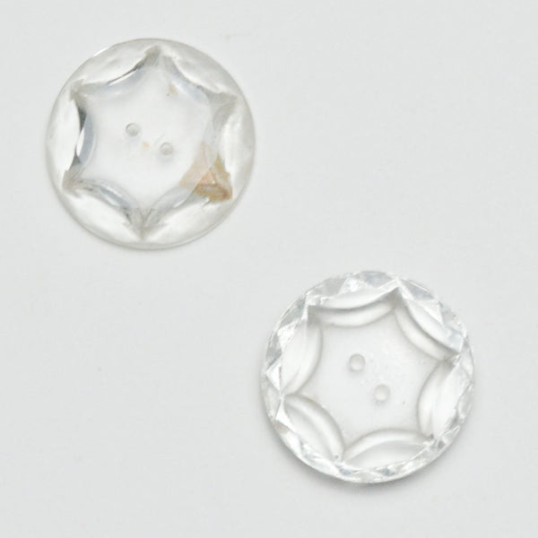 Clear Glass Carved Star Two-Hole Buttons - Set of 2