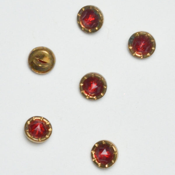 Red + Gold Shank Buttons - Set of 6