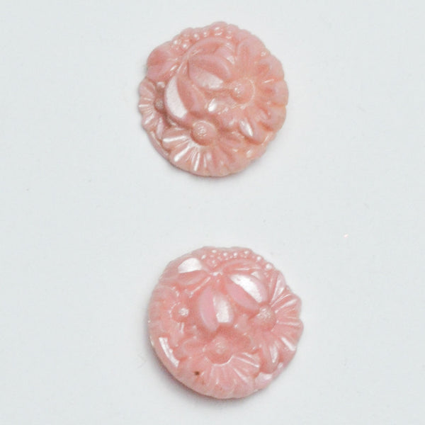 Pink Floral Molded Buttons - Set of 2
