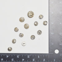 Silver Metal Shank Buttons with Inset Stones - Assorted Sizes, Set of 12