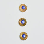Gold + Blue Large Metal Shank Buttons - Set of 3