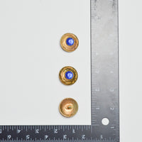 Gold + Blue Large Metal Shank Buttons - Set of 3