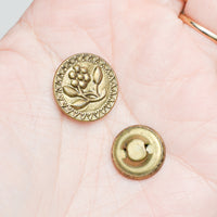 Embossed Floral Brass Buttons - Set of 2