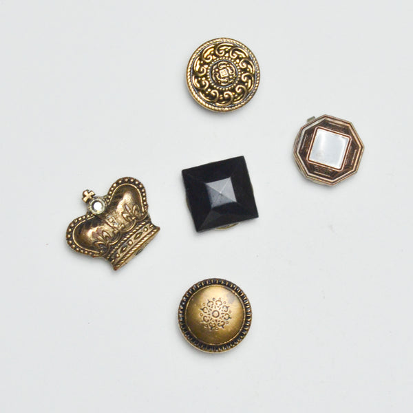 Assorted Gold + Black Button Covers - Set of 5