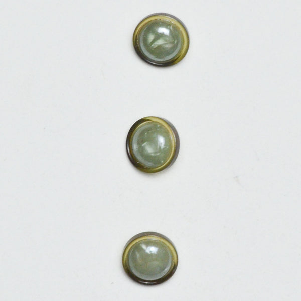 Green Domed Plastic Shank Buttons - Set of 3