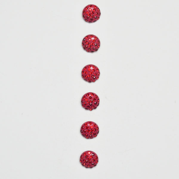 Red Inset Gems Plastic Shank Buttons - Set of 6