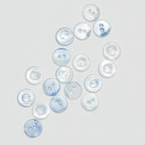 Blue Vintage Shell Buttons - Set of 18