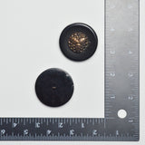 Black + Gold Plastic Shank Buttons - Set of 2