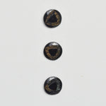 Black Glass + Gold Carved Triangle Shank Buttons - Set of 3