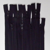 Black Nylon Coil Closed-End Zippers, 14" - Bundle of 8