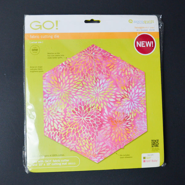 GO! Accuquilt Hexagon Fabric Cutting Die - 4.5" Sides (4.25" Finished)