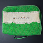 "LINDA" Green Quilted Cross Stitch + Needlework Project Case