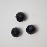 Black Faceted Glass Buttons - Set of 3