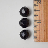 Black Faceted Glass Buttons - Set of 3
