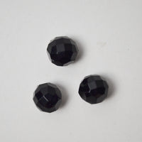 Black Faceted Glass Buttons - Set of 3