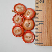 Beige + Red Luster Ceramic Buttons - Set of 6