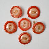 Beige + Red Luster Ceramic Buttons - Set of 6