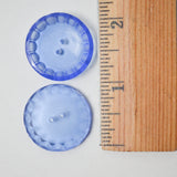 Blue Glass Relief Carved Buttons - Set of 2