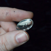 Convex Oval Mirrored Glass Buttons - Set of 4