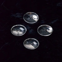 Convex Oval Mirrored Glass Buttons - Set of 4