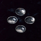 Convex Oval Mirrored Glass Buttons - Set of 4