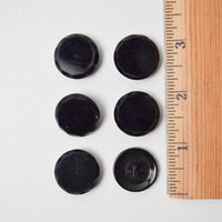 Black Flat Glass Buttons with Faceted Edge - Set of 6