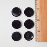 Black Flat Glass Buttons with Faceted Edge - Set of 6