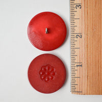 Red Molded Buttons with Metal Shank - Set of 2