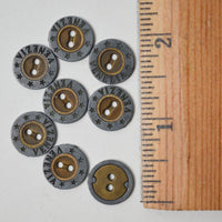Gold + Silver Tone Metal Two-Hole Buttons - Set of 8