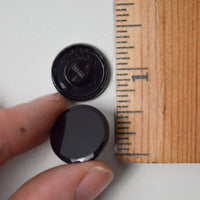 Black Glass Buttons with Thin Faceted Edge - Set of 2