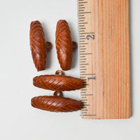 Molded Plastic Faux Leather Toggle Buttons - Set of 4