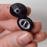 Faceted Oval Black Glass Buttons - Set of 16