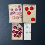Vintage Red, Purple + White Button Card Bundle