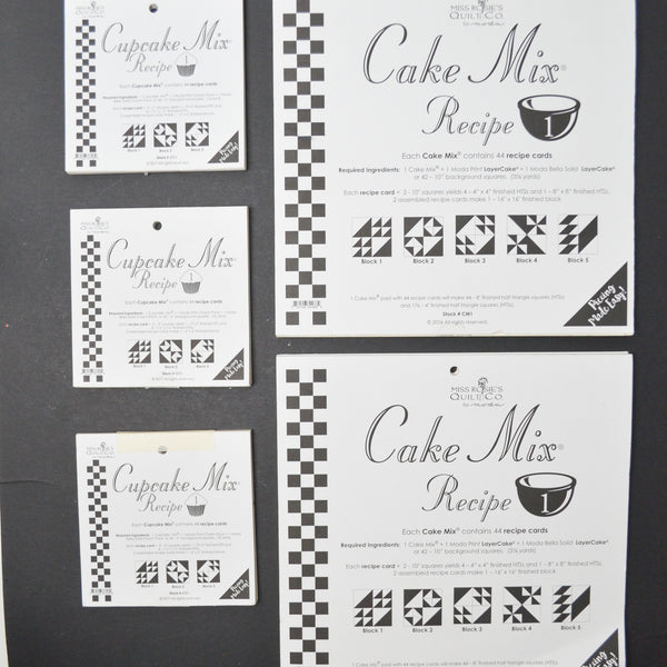 Cake Mix + Cupcake Mix Recipe Foundation Paper Piecing Pads for Quilting - Set of 5
