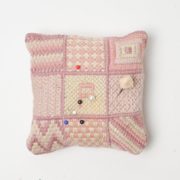 Pink Needlepoint Pillow Pin Cushion
