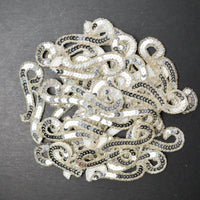 Silver Sequin + Beaded Border Swirl Applique Bundle