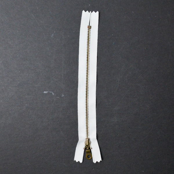 Ash Gray 7" YKK Antiqued Brass Tooth One-Way Zipper