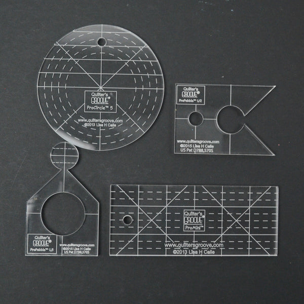 Quilter's Groove ProPebbles 1/2"-1.5" Guide, ProCircle 5 Guide + ProMini Guide