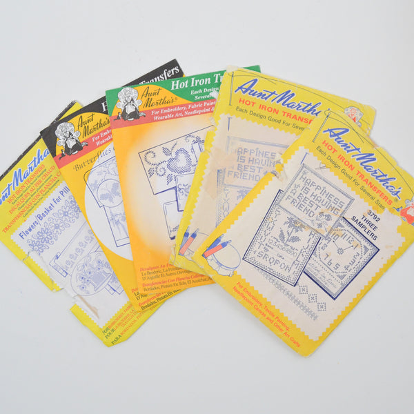 Aunt Martha's Cross Stitch Motif Hot Iron Transfers - Set of 5