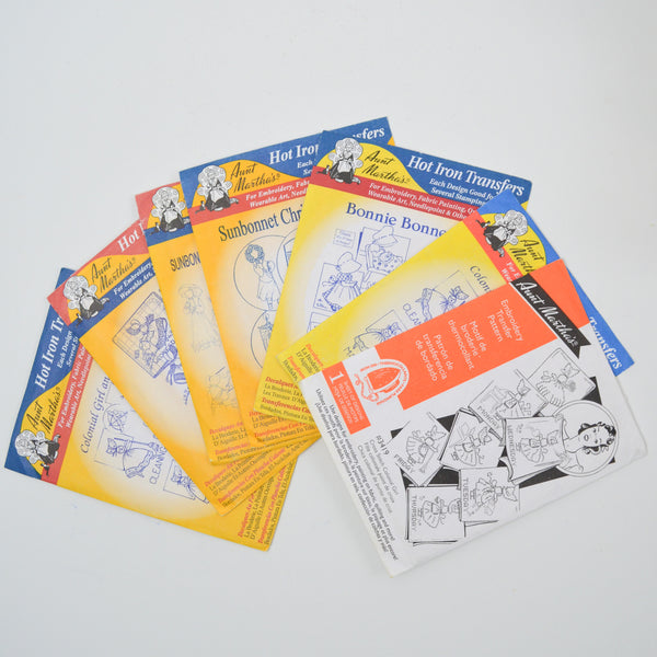 Aunt Martha's Bonnet Lady Hot Iron Transfers - Set of 7