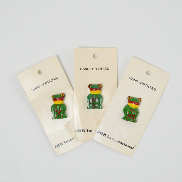 Vintage JHB International Hand-Painted Frog Buttons - Set of 3