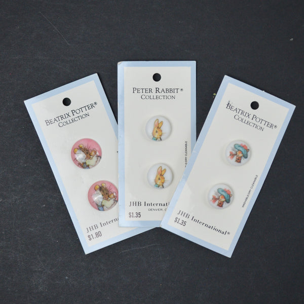 JHB International Beatrix Potter + Peter Rabbit Circular Buttons - Set of 6