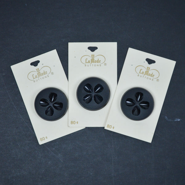 La Mode Black 1 3/8" Circular Buttons - Set of 3