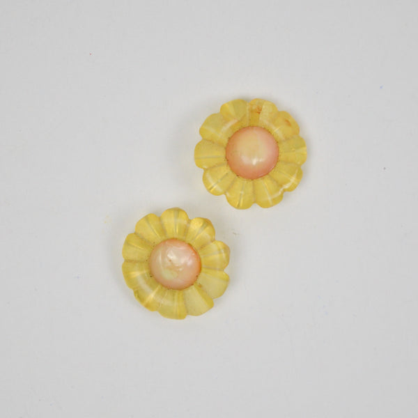 Yellow Flower Buttons - Set of 2