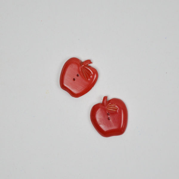 Red Apple Buttons - Set of 2