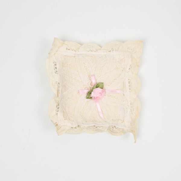 White Floral Lace Pincushion or Ringbearer Cushion