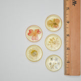 Dried Flower Circular Resin Buttons - Set of 5