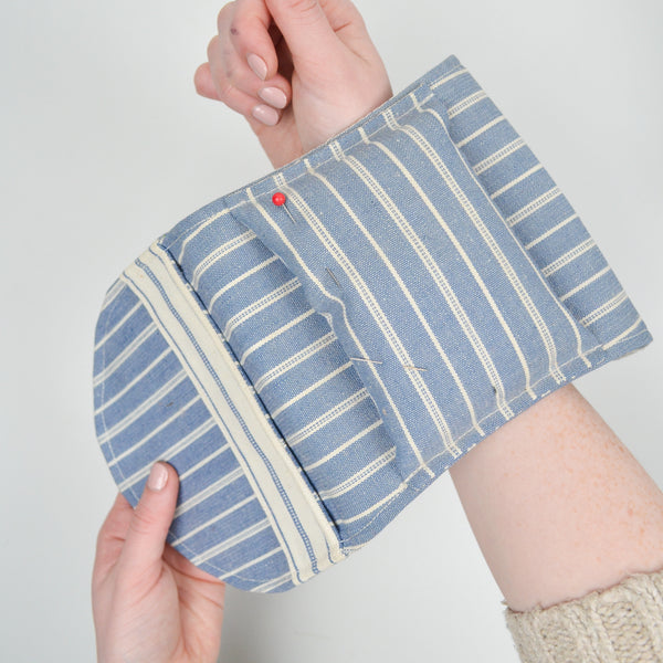 Blue + White Striped Armchair Pincushion