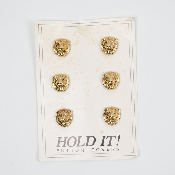 Hold It! Gold Lion Head Button Covers - Set of 6