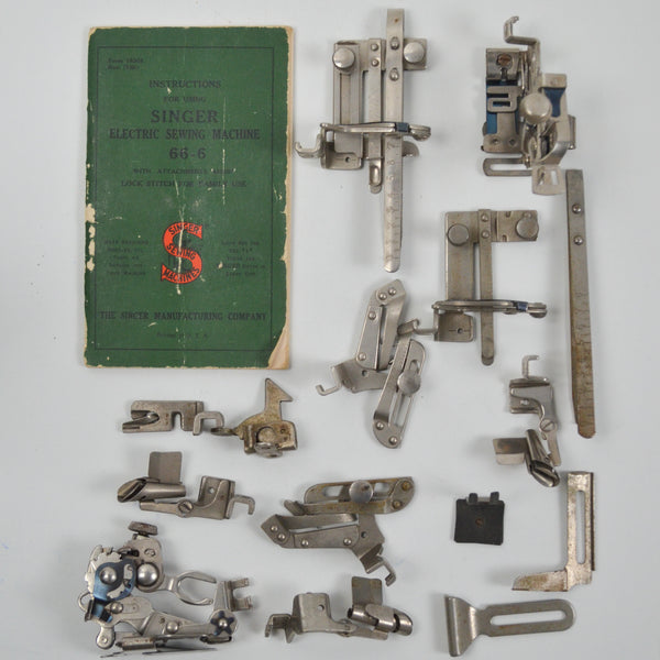 Vintage Singer 66-6 Sewing Machine Feet + Accessory Bundle